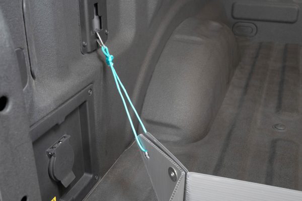 The Snap Open Storage connector for the pickup truck. Showing detail of how it snaps in effortlessly.