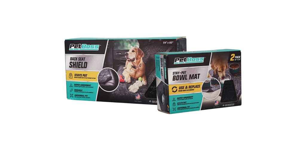 PetBoss Products lined up to show all the products in the sub brand.